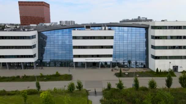 Biology Faculty Building Gdansk University Aerial Drone View — Stock Video