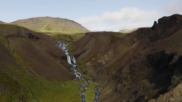 Drone Shot Djpagilsfoss Waterfall Iceland — Wideo stockowe