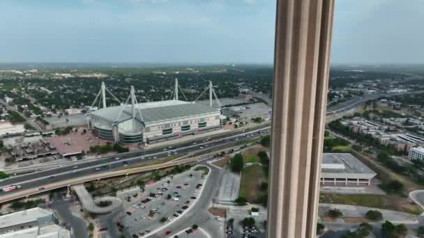 San Antonio Texas Rising Aerial Convention Center Tower Americas — Stok Video