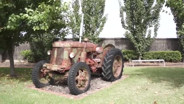 Rusty Old Tractor Display Farm Barossa Valley Adelaide Australia Close — Vídeo de Stock
