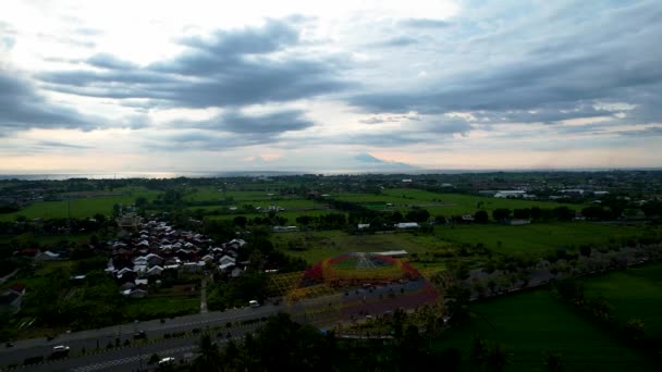 Aerial View City Colorful Monument Tembolak Rainbow Mataram Newest Icon — Wideo stockowe