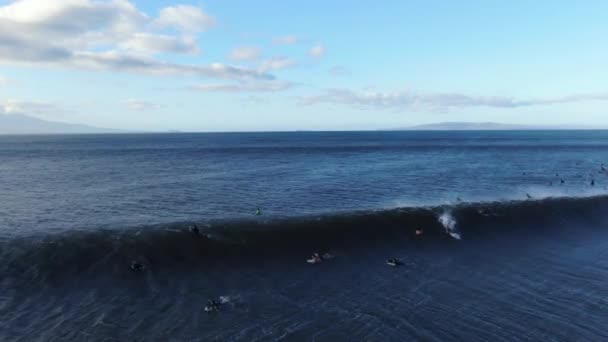 Surfer Wipes Out Catching Big Wave Record Breaking Swell Maalaea — Stock video