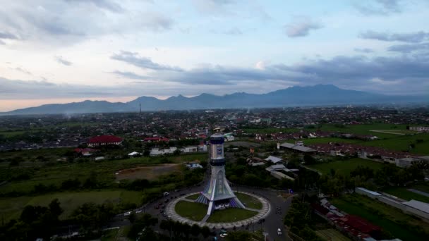 Aerial View Extraordinary Beautiful Building Mataram City Metro Monument Lombok — Video Stock