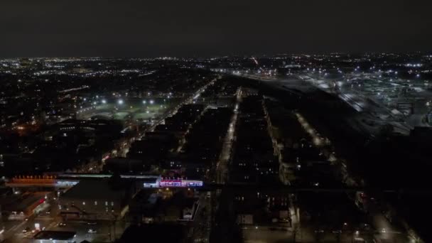 Aerial Drone Shot Beautiful Cityscape View Chicago Usa Night Time — Stockvideo