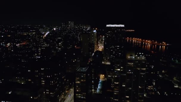 Aerial View Chicago Skyline Night — Stock videók
