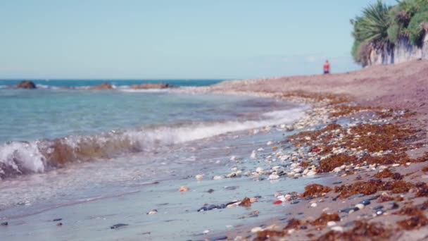 Slow Motion Beach Waves Mijas South Spain — Vídeos de Stock