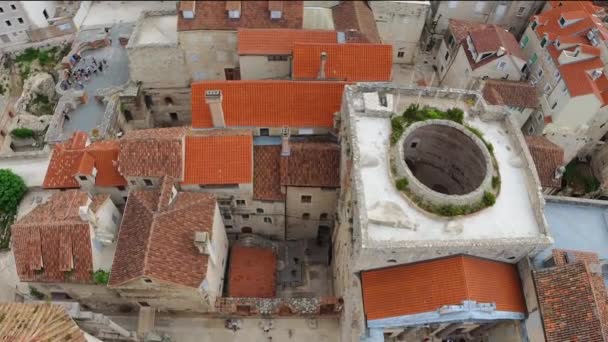 Topdown View Vestibule Circular Hall Ancient Roman Entrance Split City — Video