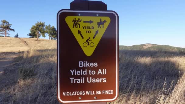 Information Sign Bikers Trail — Stock Video