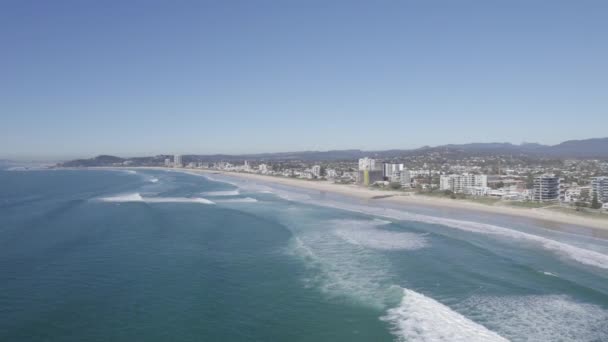 Rolling Waves Sandy Beachfront Palm Beach Coastal Suburb Gold Coast — Stock Video