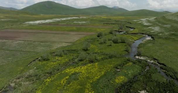 Wetlands Green Meadow Fields Ktsia Tabatskuri Managed Reserve Samtskhe Javakheti — Stockvideo