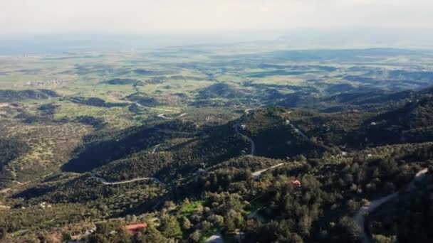 Aerial Landscape Kyrenia Mountains Mesaoria Plain Cyprus — 图库视频影像