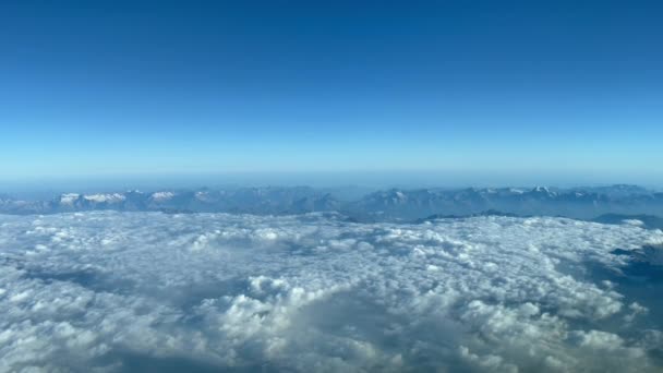 Aerial View Pilot Point View Cockpit Flying Southbound Alps Mountains — Αρχείο Βίντεο