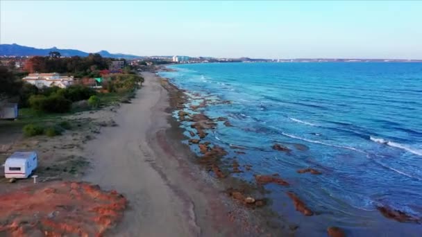 Aerial Landscape Cyprus Coast Mediterranean Sea Forward — Stockvideo