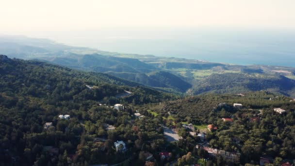 Aerial View Kyrenia Mountains Coast Mediterranean Sea Cyprus — 图库视频影像