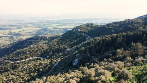 Aerial Landscape Kyrenia Mountains Kantara Castle Cyprus — Vídeo de Stock