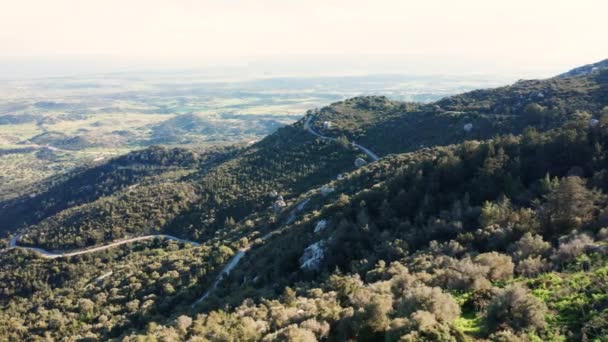 Aerial Landscape Kyrenia Mountains Kantara Castle Cyprus — Vídeo de stock