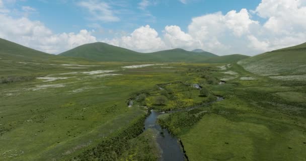 Flying Ktsia Tabatskuri Managed Reserve Samtskhe Javakheti Region Georgia Aerial — стокове відео