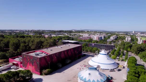 Red Pink Building Circus Tents Montpellier France — 图库视频影像