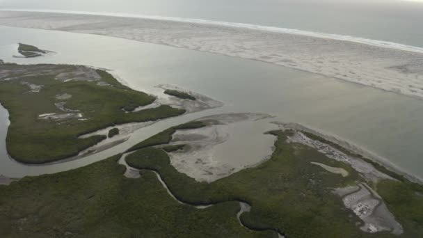 Sandy Beach Estuary Coastline Baja California Sur Mexico Aerial — ストック動画