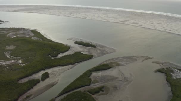 River Ocean Estuary Coastline Big California Sur Mexico Aerial — ストック動画