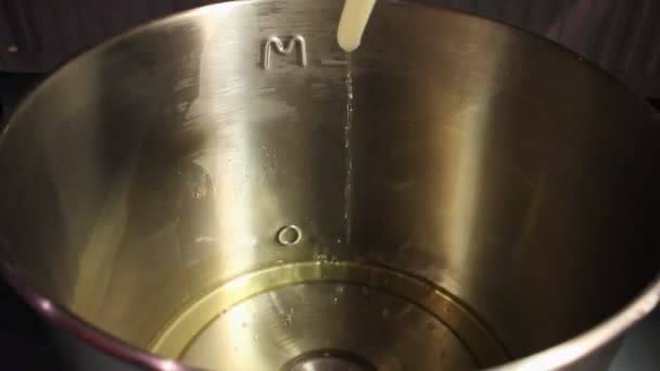 Filtered Home Brewed Beer Pouring Stainless Steel Bucket Small Hose — Vídeo de Stock