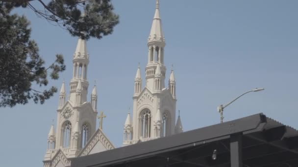 Architectural Towers Saints Peter Paul Church Roman Catholic Temple San — стокове відео