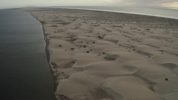 Sand Dune Beach Coastline Baja California Sur Mexico Aerial — Stock Video