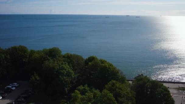 Aerial Flight Blue Baltic Sea Sun Reflection Water Surface Sunset — Stock videók