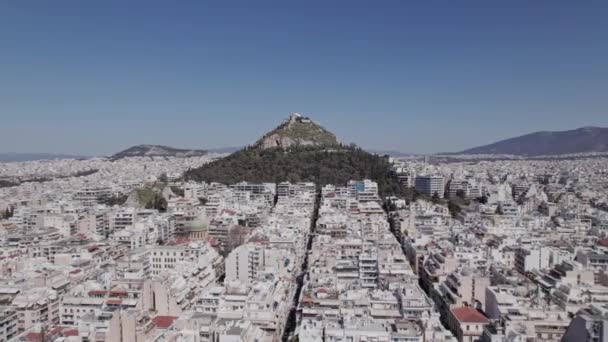 Летючи Навколо Гори Лікабет Афінах Греція — стокове відео