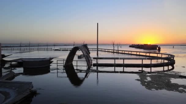 Abandoned Playground Epecuen Town Buenos Aires Aerial Golden Hour — стокове відео