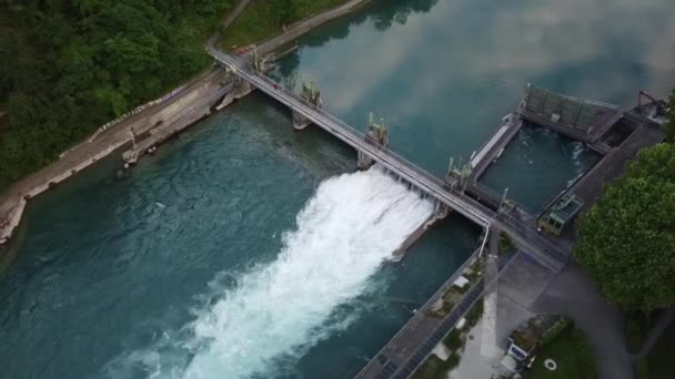 Swiss Water Power Plant Drone View — Stok video