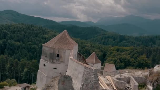 Drone Shot Rasnov City Brasov County Transylvania Romania — Stock Video