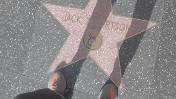 Walking Hollywood Walk Fame Hollywood Boulevard Los Angeles Actor Jack — стокове відео