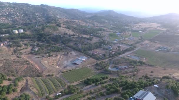California Valley Escondido Wine Vineyards Farms Barns Iconic Homes Aerial — Wideo stockowe