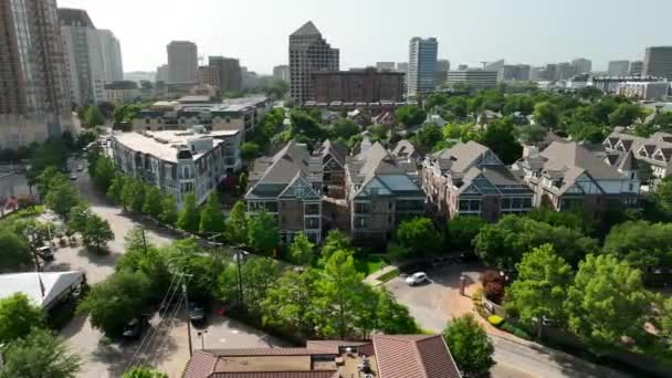 Summer Day Texas Aerial Truck Shot Residential Suburban City District — Αρχείο Βίντεο