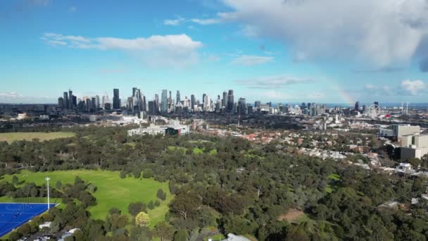 Melbourne Australia Cbd Air View Parkville Nice Sunny Day Bit — ストック動画