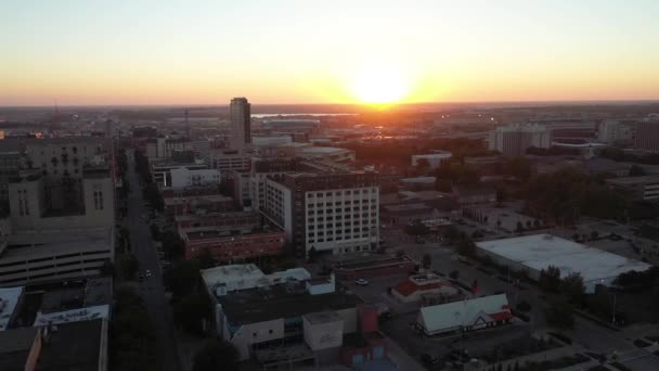 Lincoln Nebraska Skyline Sunset Drone Video Moving — Stok video