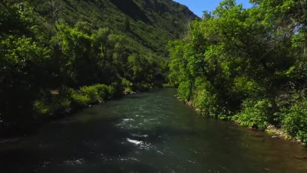 Aerial Flowing River Provo Utah — 图库视频影像