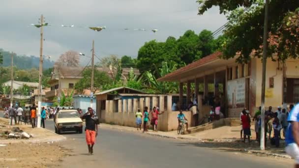 Typical City Street Scene Establishing Shot African Island Nation Sao — Stockvideo
