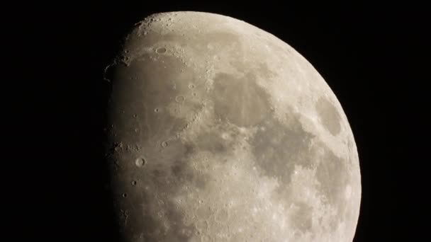 Detail Largest Natural Satellite Moon Waning Quarter — Vídeo de stock