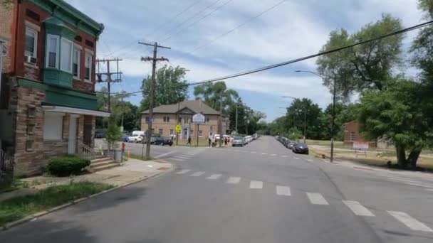 Traveling Dolton Illinois Area Suburbs Streets Pov Mode Right Turn — стоковое видео