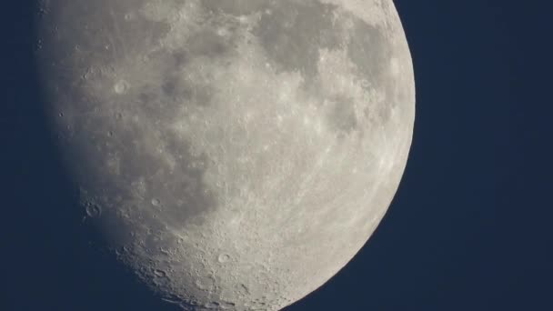 Amazing Timelapse Waxing Gibbous Moon Moving Sky Craters Moon Surface — Stock Video