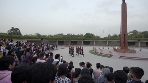 Pov Audience Watching Retreat Drill National War Memorial Sunset New — Stockvideo