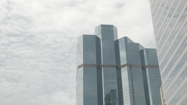 View Glasses Building Reflection Highrise Office City Center — Stock Video