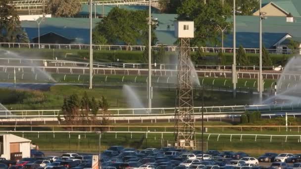 Irrigation Process Large Horse Racing Track Woodbine Casino Rexdale Etobicoke — Stockvideo