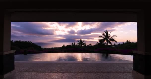 Timelapse Infinity Pool Views Sunset Lanai Island Ocean — Vídeo de Stock