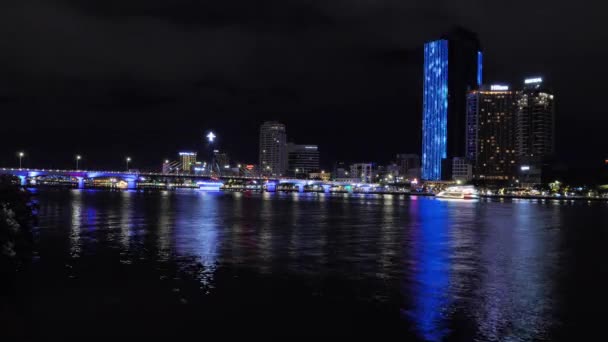 Modern Nang Vietnam Beautiful Timelapse Showing Vibrant Night Lights Buildings — Stockvideo