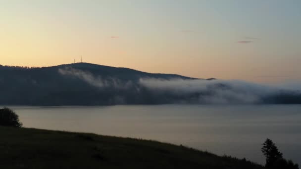 Solina Lake Fog Morning Poland — Stockvideo