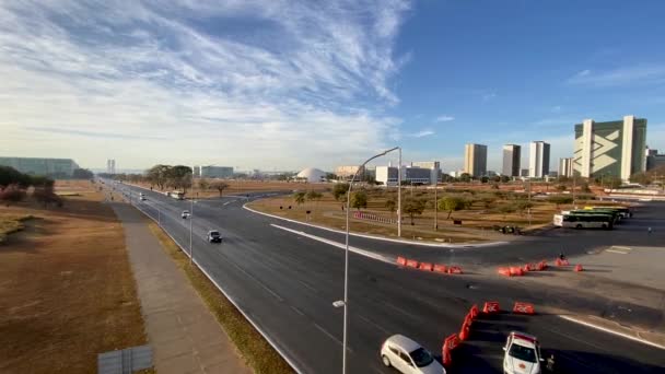 Wide Shot Traffic Highway City Brasilia Section Has Been Cordoned — 图库视频影像