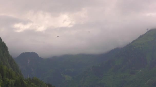 Clouds Fog Mountain Range Kaprun Austria Timelapse — Stok video